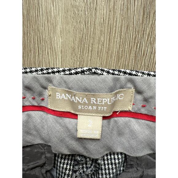 Banana Republic Sloan Fit, Black White Pants, Women's size 2 Houndstooth Checker - Picture 4 of 7